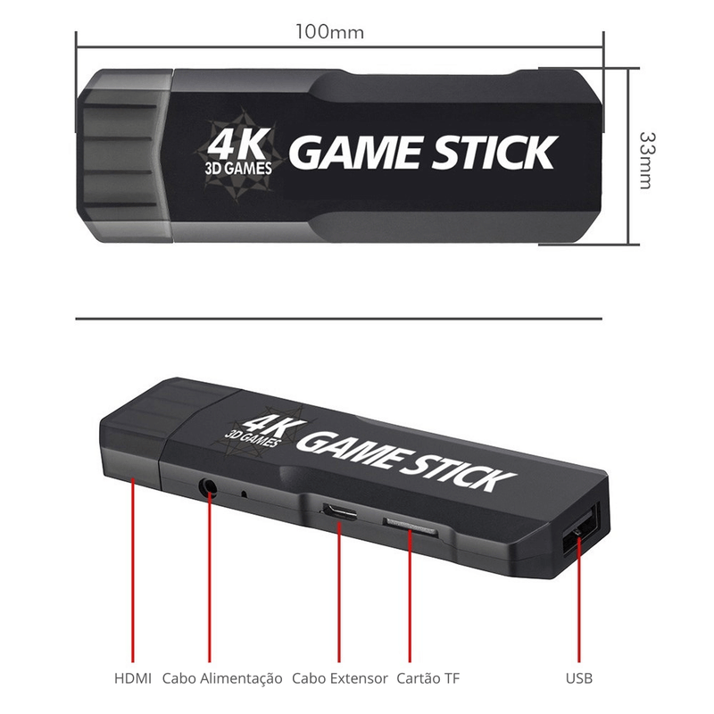 Video Game Stick GD10 Retrô Ultra 4K + 2 Controles Sem Fio - Linear