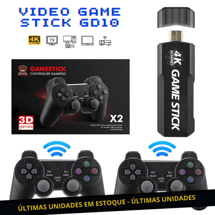 Video Game Stick GD10 Retrô Ultra 4K + 2 Controles Sem Fio - Linear